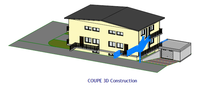 Création d'un accès extérieur indépendant à l'étage — Annecy-le-Vieux — L'étude — 3D projet & coupe construction (2)