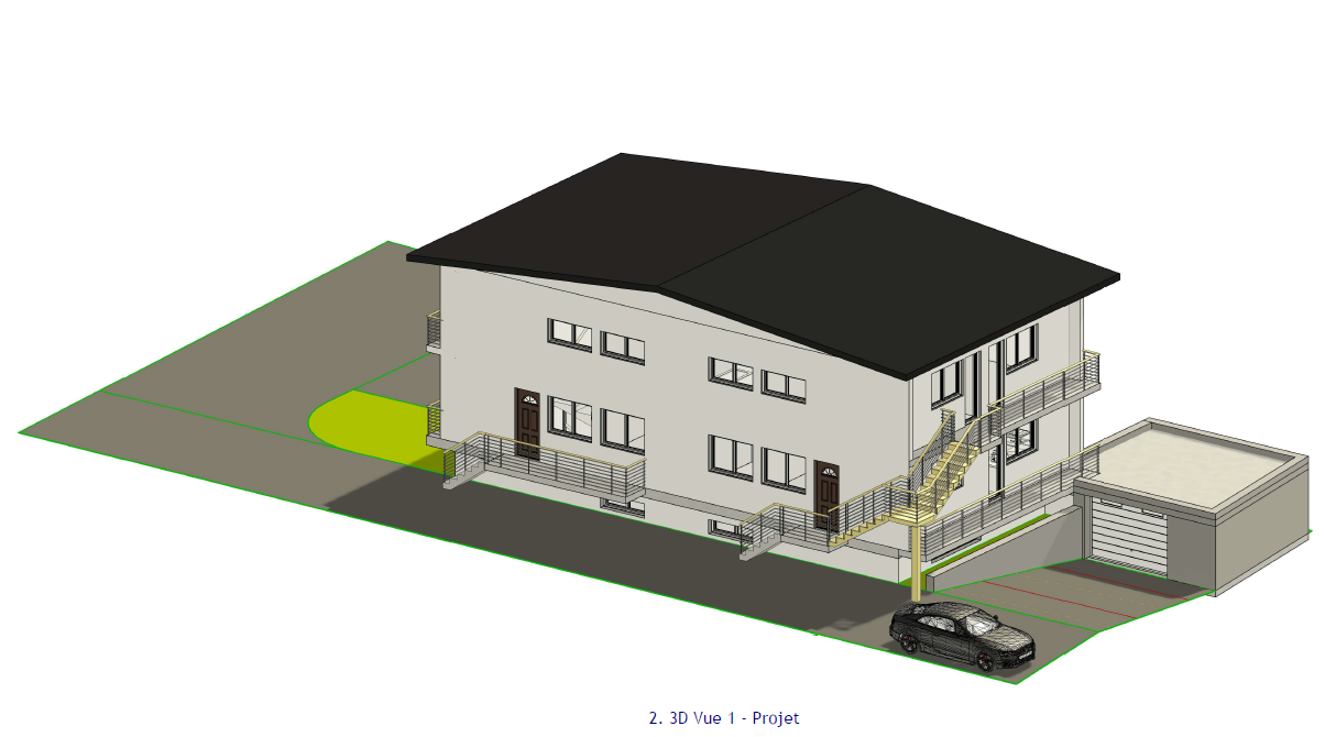 Création d'un accès extérieur indépendant à l'étage — Annecy-le-Vieux — L'étude — 3D projet & coupe construction (1)