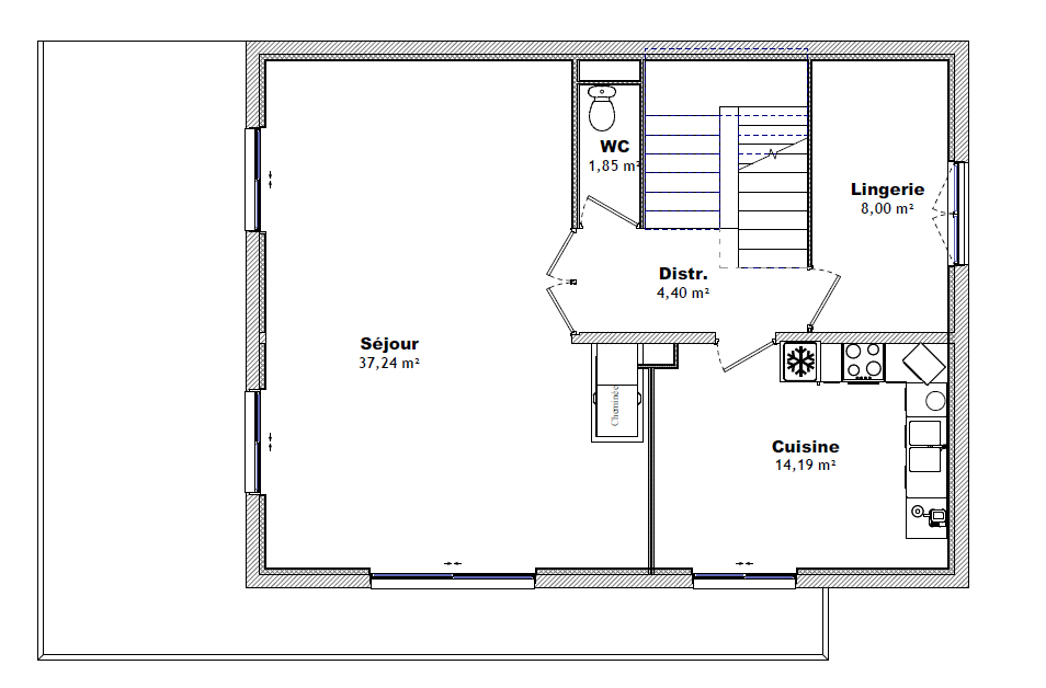 Rénovation intérieure d'une maison à Curienne (Savoie) — Étude — Existant, projet & 3D (1)
